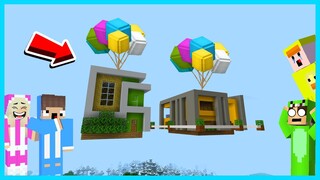 MIPAN & ZUZUZU PRANK TERBANGIN RUMAH NYAMNYAM DAN BONNI PAKE BALON DI MINECRAFT SURVIVAL! LUCU