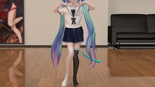 แก้ไขชุดกะลาสีผ้ากิโมโนสีดำและสีขาว xi cat girl Hatsune MIKU·MMD