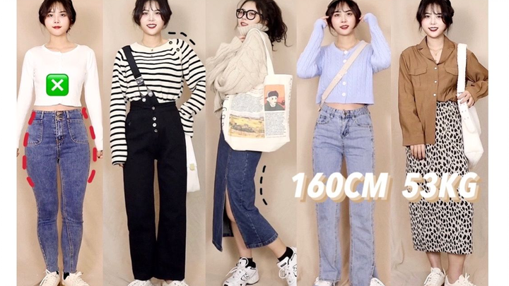 【160 cm, 53 kg】Bentuk Tubuh Pir dengan Kaki Tebal | Outfit Musim Semi Awal yang Membuat Tampak Langs
