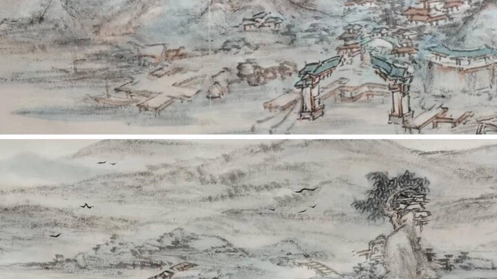 Gunakan gulungan panjang lukisan tradisional Tiongkok untuk menggambar Liyue "Gulungan Pemandangan M