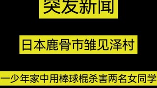 恐怖！日本鹿骨市一少年使用棒球棍杀害两名女同学！