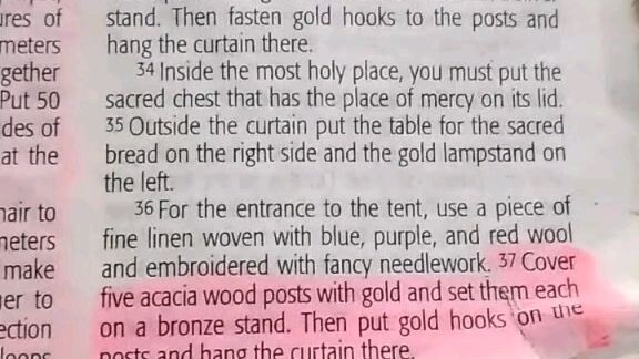 Daily Verse.                Exodus 26:31-37