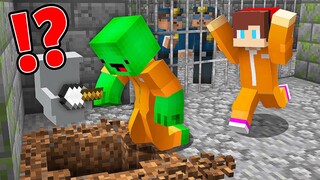 Mikey And JJ Escape Prison Through a Tunnel in Minecraft Jailbreak - Maizen