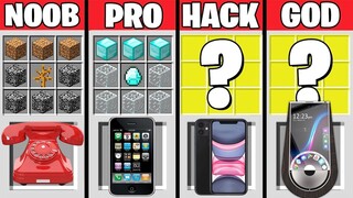 Minecraft Noob vs PRO vs HACKER vs GOD : SECRET IPHONE CRAFTING! Challenge in Minecraft Animation