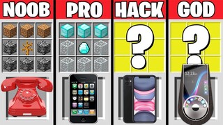 Minecraft Noob vs PRO vs HACKER vs GOD : SECRET IPHONE CRAFTING! Challenge in Minecraft Animation