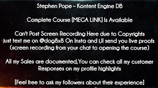 Stephen Pope  course - Kontent Engine DB download