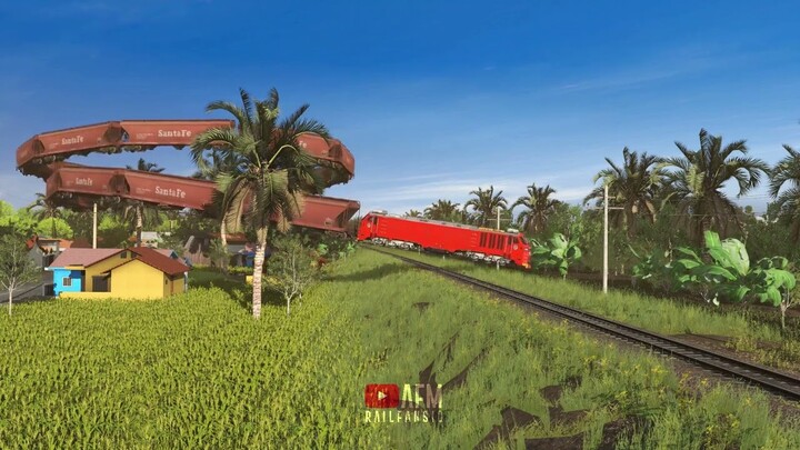 Kereta Api Merah Terbang Melingkar Lalu Anjlok | Red Train Flying Circular Then Derailed