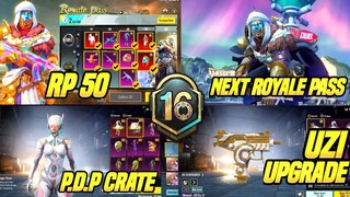 😱 NEXT ROYALE PASS RP50 FIRST LOOK | UZI UPGRADE | PDP CRATE | MONTH 16 RP INGAME EXCLUSIVE LOOK !