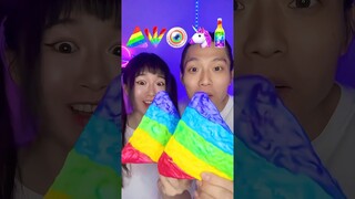 Giant Rainbow Food Challenge ASMR🌈🥵#asmr #mukbang