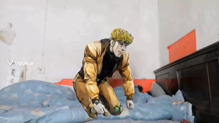 Aku berkhayal lagi, membayangkan Jotaro ditindih oleh sebuah mesin pemadat dan ia pun mengalahkan ta