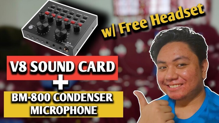 V8 SOUND CARD + BM-800 CONDENSER MICROPHONE Setup (Shopee 2021)