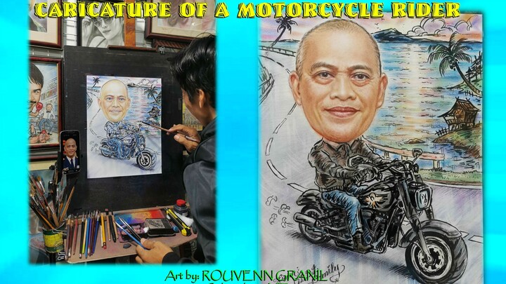 Caricature Drawing Of A Motorcycle Rider