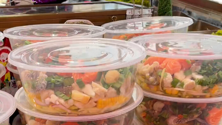 Thai Cuisine: Beachside Beauty’s Seafood Salad — A Mammoth Line Snaking Around a Mountain of Seafood