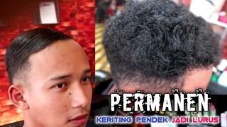 cara meluruskan rambut permanen, keriting pendek