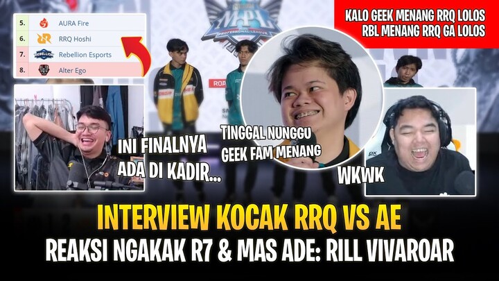 Reaksi R7 dan Mas Ade RRQ Menang Lawan AE ! Ade: Final Ada di Kadir ! Interview Kocak RRQ vs AE