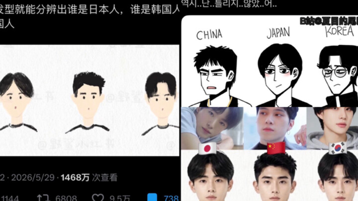 ภาพวาดของชาวจีนที่แยกแยะหนุ่มจีน เกาหลี และญี่ปุ่นจากทรงผม กลายเป็นไวรัลบนทวิตเตอร์ กระแสดังระดับสิบ