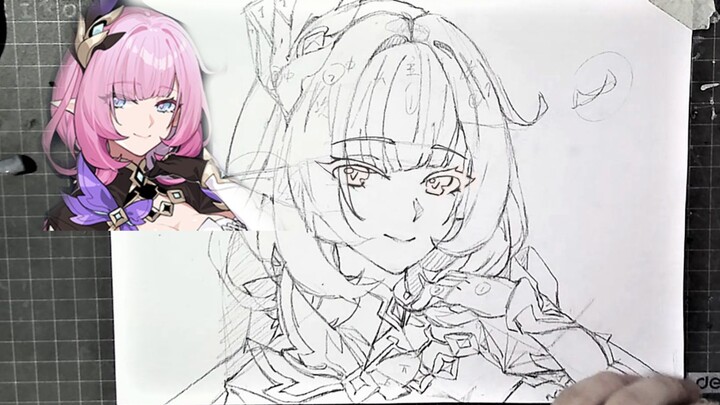 [Drafting Tutorial] A step-by-step, full‑speed guide to drawing a stunning Elysia!! This tutorial co