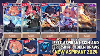 NEW ASPIRANT 2024! CLAIM YOUR ASPIRANT SKIN AND EPIC SKIN + TOKEN DRAWS! FREE SKIN! | MOBILE LEGENDS