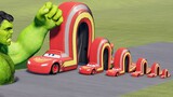 Big & Small Long Curved Lightning McQueen vs HULK | BeamNG.Drive