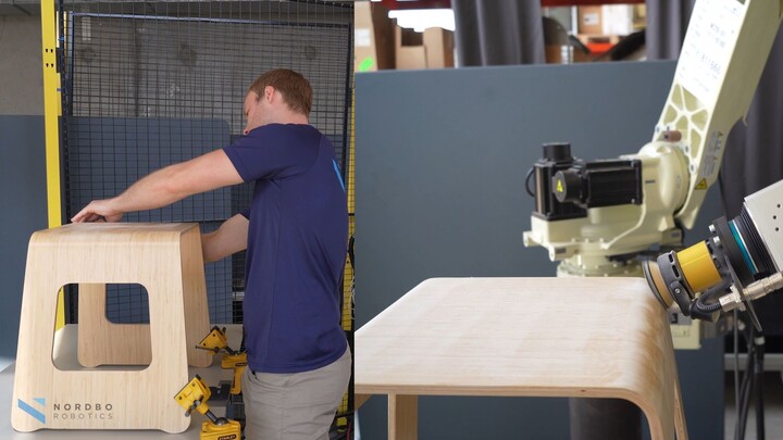 Stool Sanding Made Easy by Mimic Platform | Nordbo Robotics