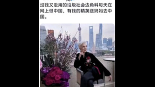 “没钱的边角料在网上怨天尤人，外国有钱的精英送妈妈去中国。”