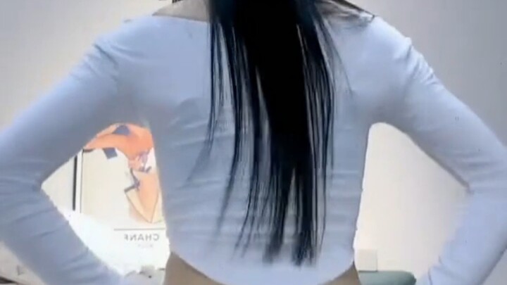 Beautiful girl wiggling her butt in denim shorts—like and follow if you're into it!