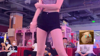 Hiding under the dance machine to watch the little sister dance~