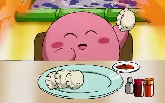 Eating Clumsy - Baby Kirby yang sangat mudah ditipu karena suka makan.