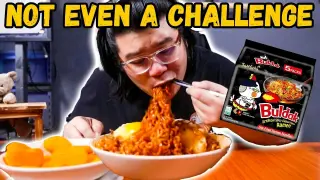Explaining Tamago Nation while eating Spicy Noodle