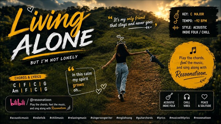 Living Alone 🍃 Acoustic Indie Folk Chill Song Guitar Chords & Lyrics
