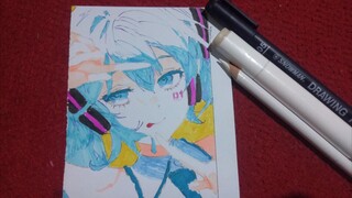 speed drawing Hatsune Miku | KyubiL.msa