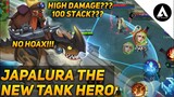 NEW TANK HERO JAPALURA THE DINO RIDER | HIGH DAMAGE AND 100 STACK TO BIGGER SIZE | MOBILE LEGENDS