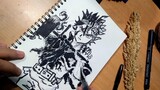 drawing asta with pen and brush pen