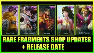 RARE FRAGMENTS SHOP UPDATES + RELEASE DATE!! || MOBILE LEGENDS BANG BANG