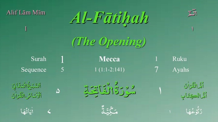 Surah Al-Fatiha dengan terjemahan bahasa Melayu - Mishary Al-Afasy (iRecite)
