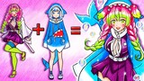 GAWR GURA Shark And Mitsuri Demon Slayer Transformation | Makeup Anime Cosplay | Annie Storytime