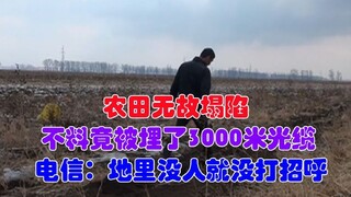 农田无故塌陷，竟是被埋了3000米光缆，电信：地里没人就没打招呼