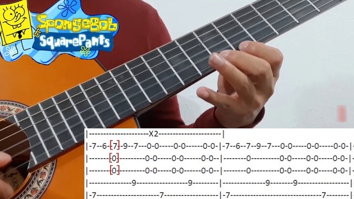 Tutorial gitar fingerstyle lagu penutup SpongeBob SquarePants