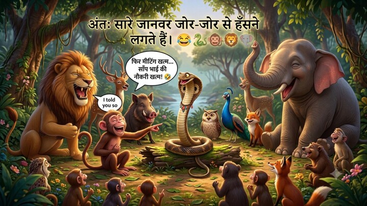 जंगल में सारे जानवरों ने की मीटिंग🐒⚕️🐘