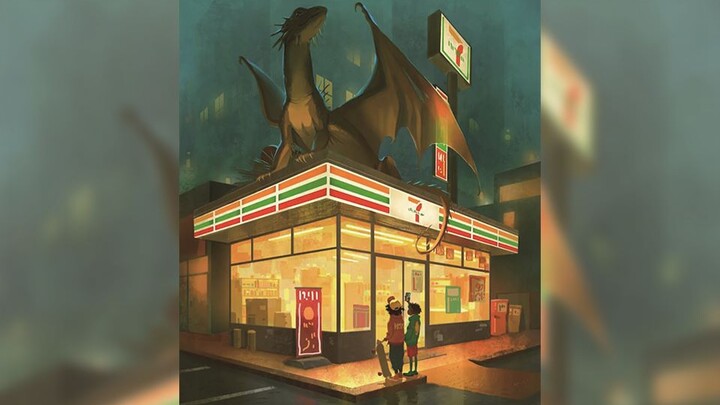 มังกรปีศาจโผล่กลางร้านสะดวกซื้อ! นักวาดฝีมือขั้นเทพอีกคนมาอวดสกิลแล้ว ขนาดในหน้าจอโทรศัพท์ยังมีรายละ