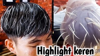 semir rambut keren, tutorial Highlight rambut pria