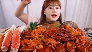 Mukbang ASMR|Hải sản sốt cay ,cơm hàu #mukbang