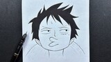 Anime sketch | how to draw luffy with funny face expression easy step-by-step