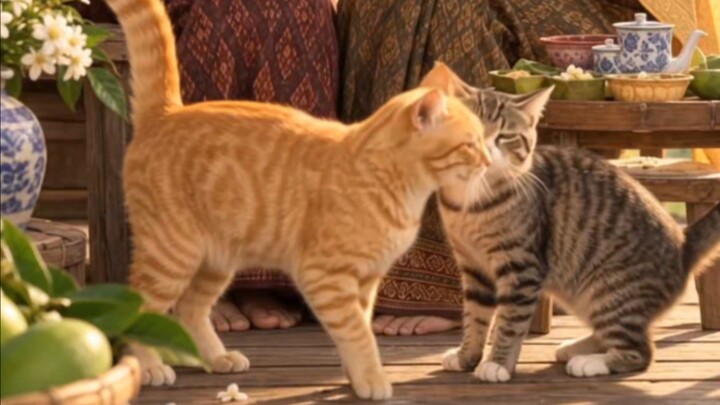 สองสหายเรือนไทย ชวนฟินมะม่วงน้ำปลาหวาน & น้ำอัญชันมะนาว 🥭🐱
