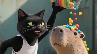 Con mèo đen bắt nạt Capybara và muốn cạnh tranh với Capybara. Ai được 0 điểm và ai được 100 điểm?