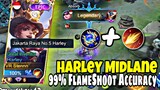 Stenly Harley Midlane 99% FlameShoot Accuracy ! Harley Gameplay Mobile Legends