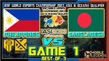 PHILIPPINES (BREN ESPORTS SIBOL) vs BANGLADESH Game 1 | IESF Asian Championship 2023 MLBB(Best of 3)