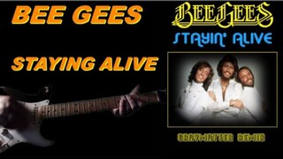 BEE GEES - STAYING ALIVE guitar cover lesson  by SAKIS KOTSIALIS