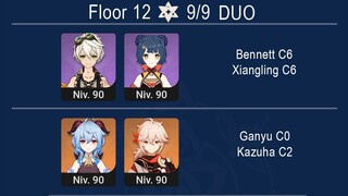 NEW Spiral Abyss 3.5 DUO Bennett C6 & Xiangling C6 / Ganyu C0 & Kazuha C2 / Floor 12 Genshin Impact