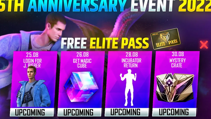 ฟรี อีลิท พาส 🤩 Freefire 5th Anniversary Event 2022 งานจัสติน บีเบอร์ Freefire กิจกรรมใหม่